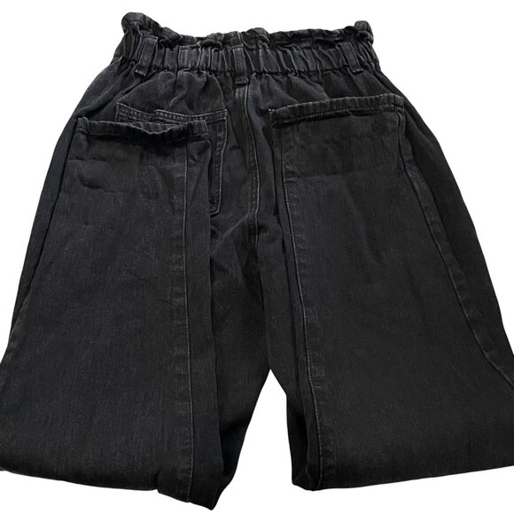 Forever 21 Jeans Womens M Black Paper Bag High Waist Dark Wash Baggy 90s Style - Picture 4 of 6